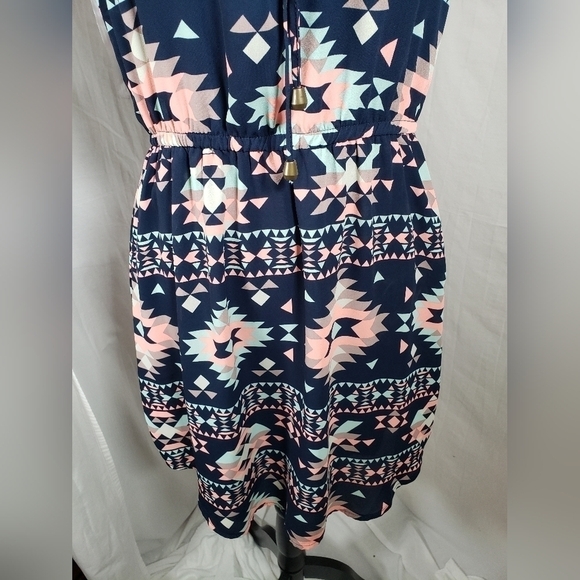 Rue 21 Navy Multicolored Aztec Print Sundress Sz M - Picture 4 of 11